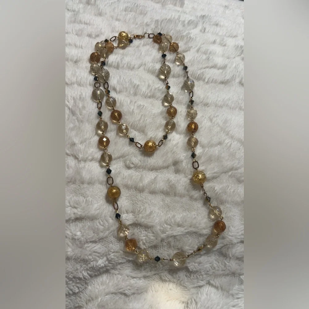 Vintage Multi Strands Plastic and Glass Beaded Necklace